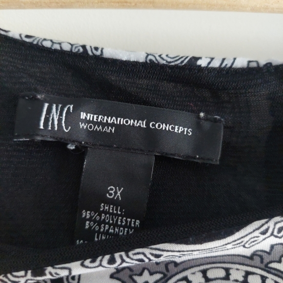 Paisley Pattern Art To Wear Stretch Knit Knee Length Sheath Dress Black White 3X - Picture 3 of 8